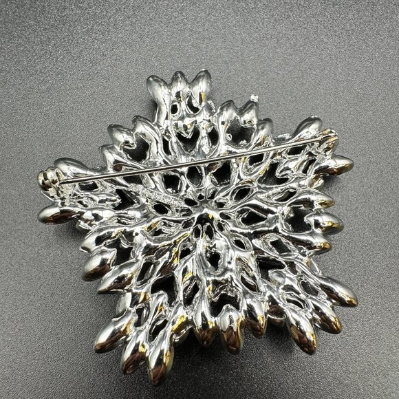 Snowflake Star Classics Collection Silvertone and iridescent rhinestone Brooch - Picture 9 of 11